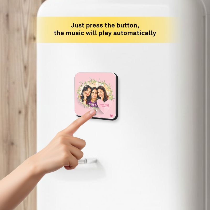 Personalized Mom Photo Musical Fridge Magnet Rechargeable Audio Gift